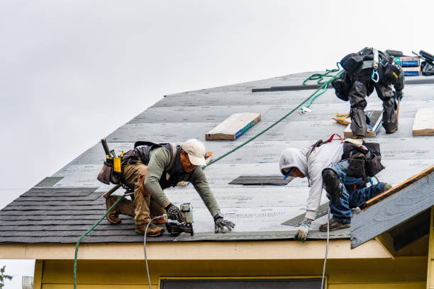 Professional Roof Replacement technician working in West Minot, ME